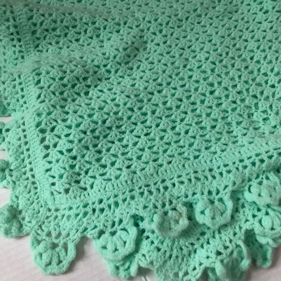 Mint Green Crocheted Blanket - Picture 2 of 8